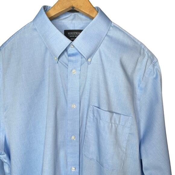 Nordstrom Blue Cotton Traditional Fit Button Down Shirt - Picture 4 of 11
